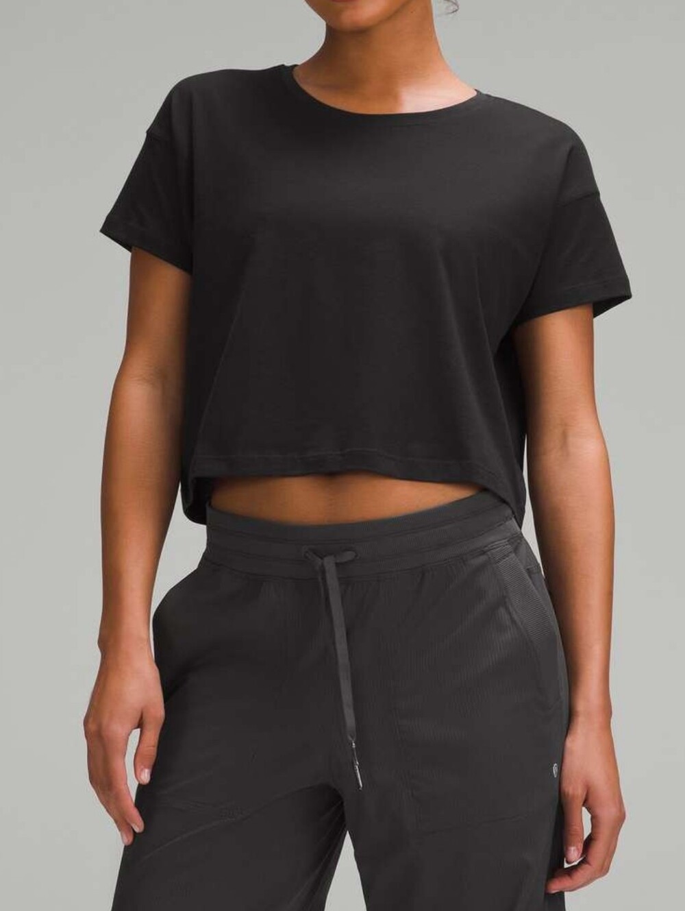 Lululemon Black Crop Short Sleeve Cates Tee